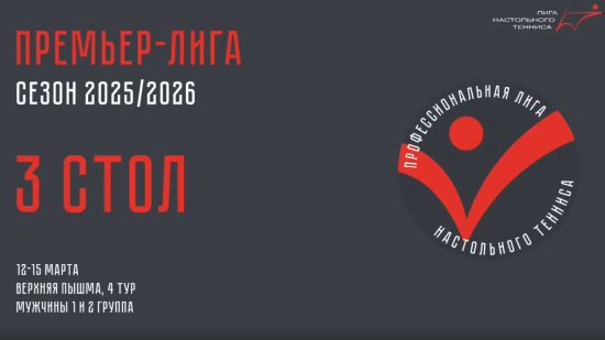Чемпионат ПЛНТ 25/26. Премьер-лига. Мужчины. 4 тур. 3 стол. 15.03.2026
